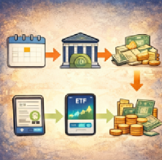 월급을 자동으로 ETF에 투자하는 구조를 설명한 일러스트