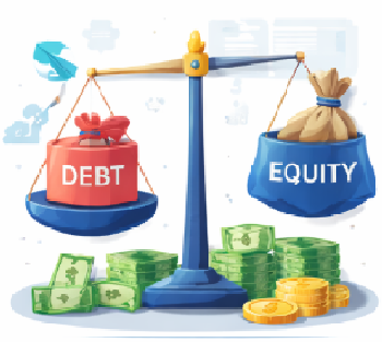 부채와 자본을 저울로 비교한 재무구조 분석 개념 일러스트 부채와 자본을 저울로 비교한 재무구조 분석 개념 일러스트