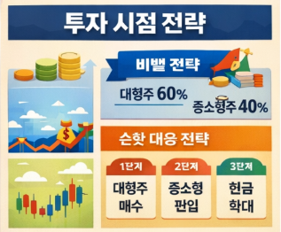 바벨 전략과 순환 대응 전략을 정리한 대형주·중소형주 포트폴리오 구성 예시 이미지