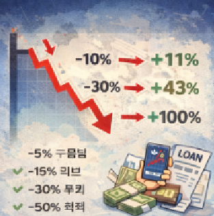 주식 손실률과 회복률 비교 그래프 이미지