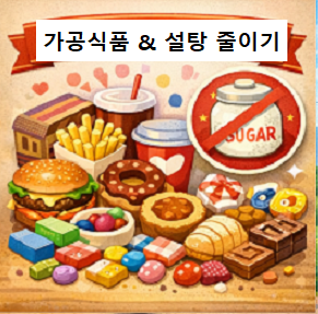 과도한 가공식품과 설탕섭취는 장내 미생물 균형이 무너지는 원인 이미지