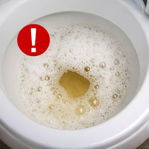 거품이 오래 남아 있는 소변 거품 모습