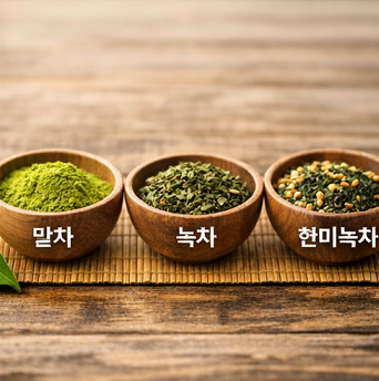 녹차 종류 말차 현미녹차 비교 이미지