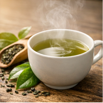 녹차 한 잔 따뜻한 건강 음료 이미지