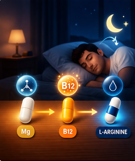 마그네슘 비타민B12 아르기닌 수면 루틴 구성 이미지