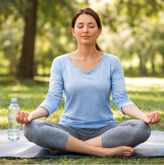 스트레스 완화를 위해 명상하는 여성의 모습
