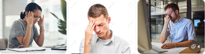 스트레스로 인해 긴장성 두통을 느끼는 사람의 모습