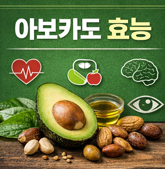 아보카도 건강 효능을 설명하는 슈퍼푸드 이미지