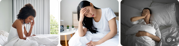 아침에 일어나자마자 머리를 잡고 있는 사람의 모습, 아침 두통 증상