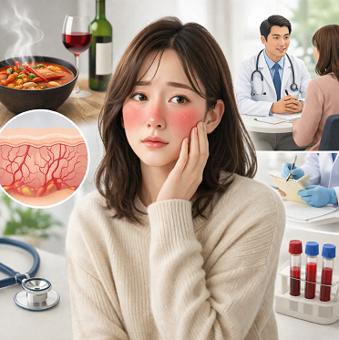 이유 없이 얼굴이 붉어지는 증상, 얼굴 홍조 원인과 갑자기 얼굴 빨개짐 해결법 총정리