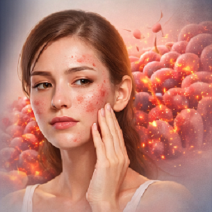 장 건강 악화로 인해 피부 트러블과 여드름이 나타난 피부 상태