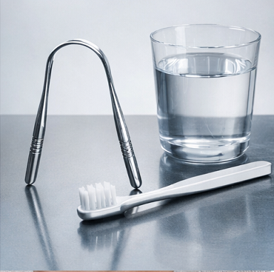 혀 클리너와 구강 관리 도구 위생 관리 이미지