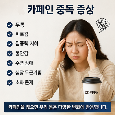 카페인 중독 증상 두통과 피로 원인 설명 이미지