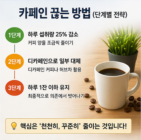 카페인 끊는 방법 단계별 가이드 설명 이미지