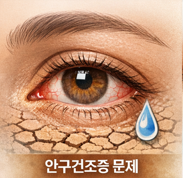 건조하고 충혈된 눈을 통해 안구건조증 증상을 보여주는 이미지 건조하고 충혈된 눈을 통해 안구건조증 증상을 보여주는 이미지