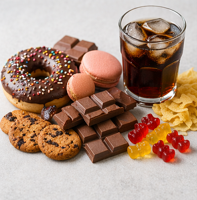 과식으로 인해 배부른 상태를 표현한 모습