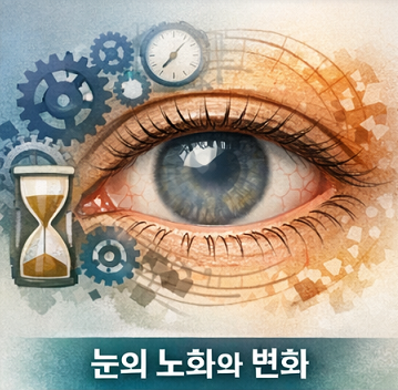 노화로 인해 변화하는 눈 상태와 시야 저하를 상징적으로 표현한 이미지 노화로 인해 변화하는 눈 상태와 시야 저하를 상징적으로 표현한 이미지