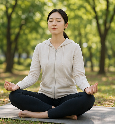 명상을 통해 스트레스를 완화하는 모습