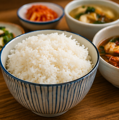 밥과 빵 위주의 고탄수화물 식단 구성