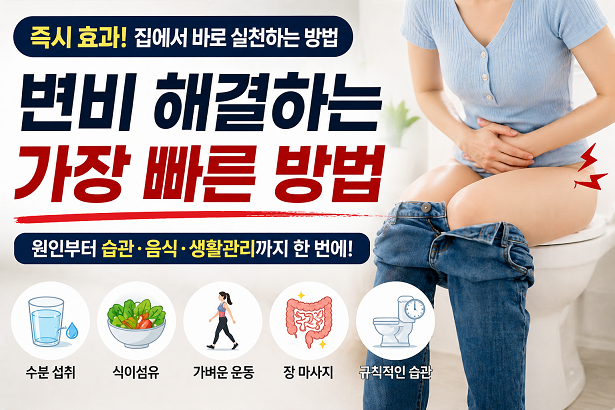 변비 해결하는 가장 빠른 방법과 장 건강 관리법 식이섬유 수분 운동 습관 설명