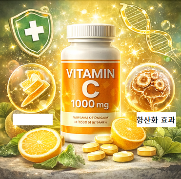 비타민C 1000mg 제품과 항산화 효과를 강조한 건강관리 메가도스 비타민C 1000mg 제품과 항산화 효과를 강조한 건강관리