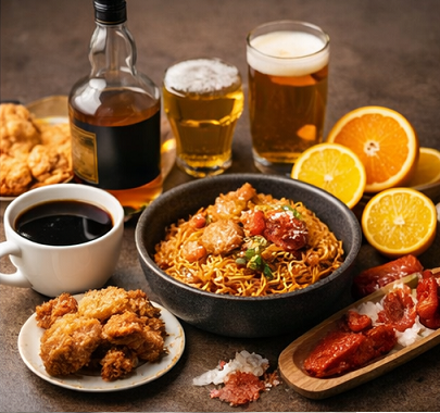 속쓰림을 악화시키는 자극적인 음식과 술