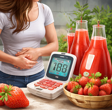 피부 관리와 노화 예방을 표현한 딸기즙 관련 이미지