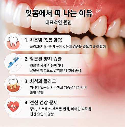 양치할 때 피가 잇몸에서 나는 대표적인 원인과 치은염 증상을 설명