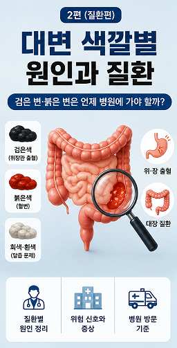 대변 색깔별 원인과 질환