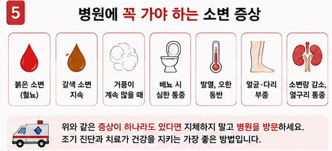 병원에 꼭 가야 하는 소변 증상