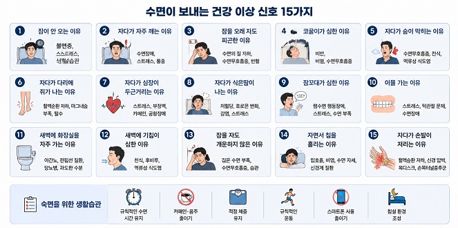 수면 건강 이상 신호 15가지