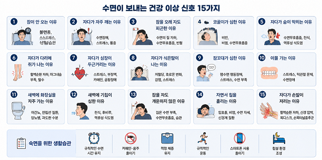 수면 건강 이상 신호 15가지