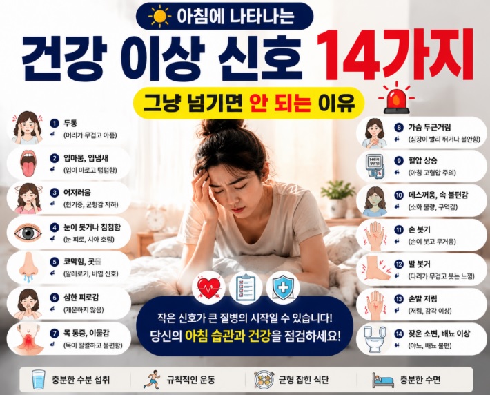 아침에 나타나는 건강 이상 신호