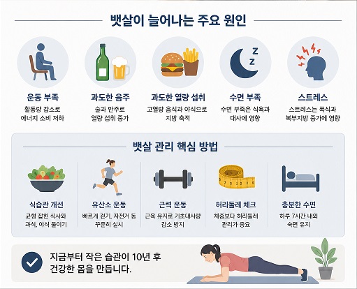 뱃살이 늘어나는 주요 원인