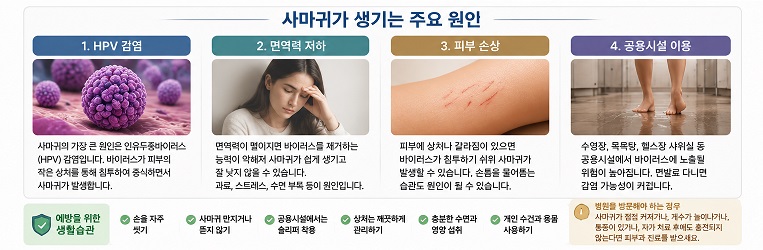 사마귀가 생기는 주요 원인