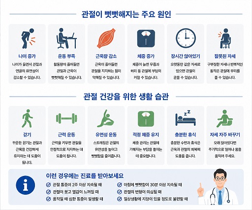 관절이 뻣뻣해지는 주요 원인