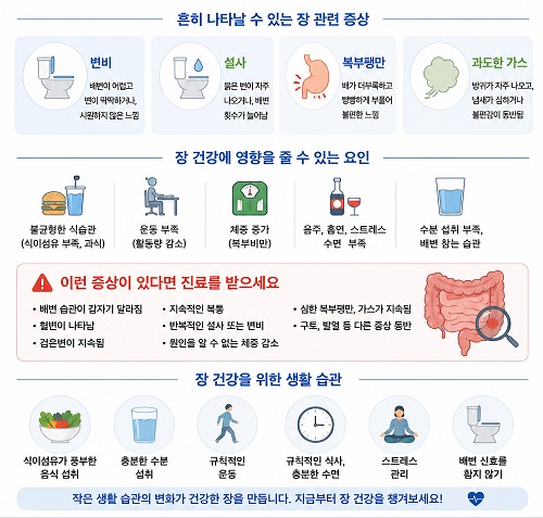 흔히 나타날 수 있는 장 관련 증상